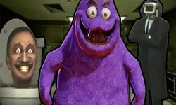 Grimace Shake Escape Skibidi and Cameraman background